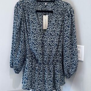 Collective Concepts Navy and White Blouse